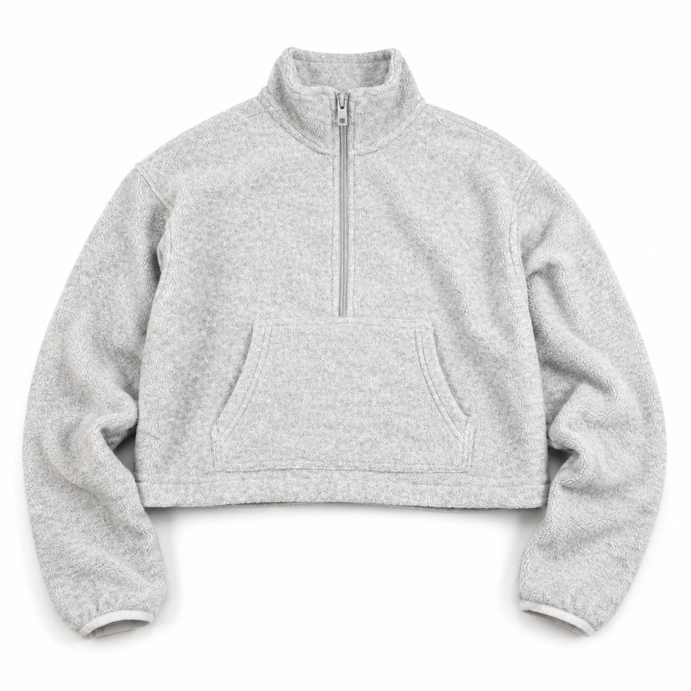 Aritzia TNA Polar Fleece 1/4 Zip Pullover Gray Cropped Women's‎ 2XS